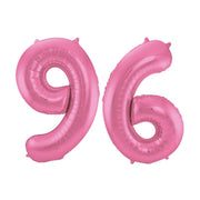 Folieballon 96 jaar metallic roze mat 86cm
