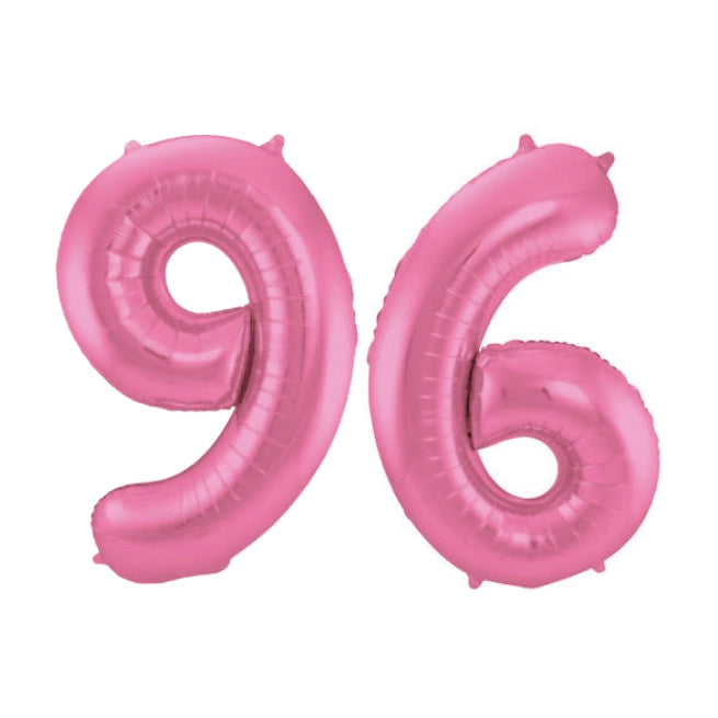Folieballon 96 jaar metallic roze mat 86cm