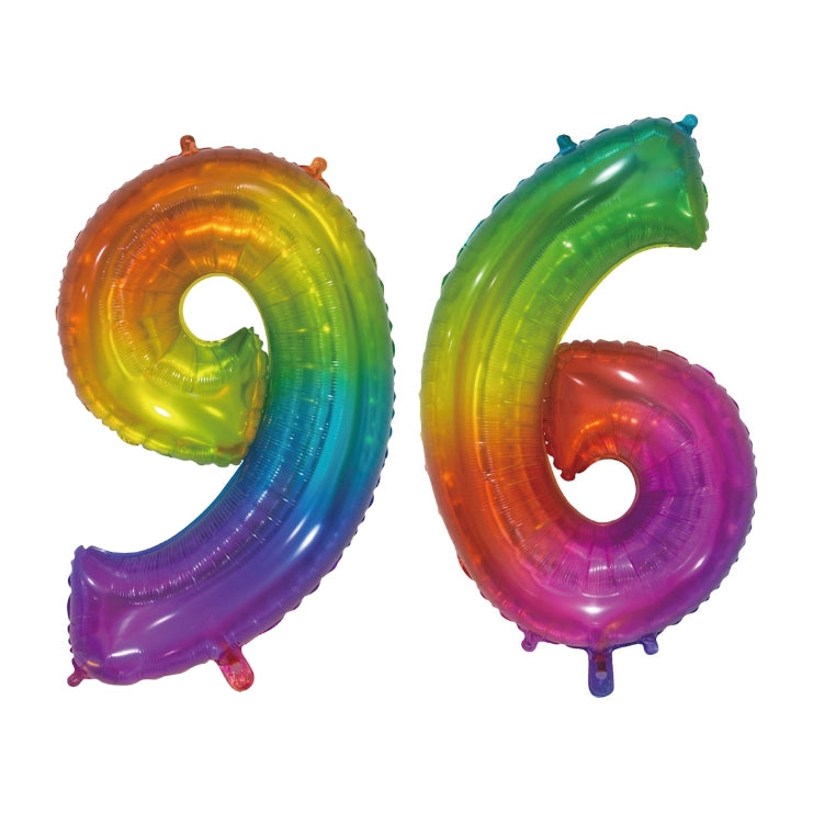 Folieballon 96 jaar Regenboog 76cm