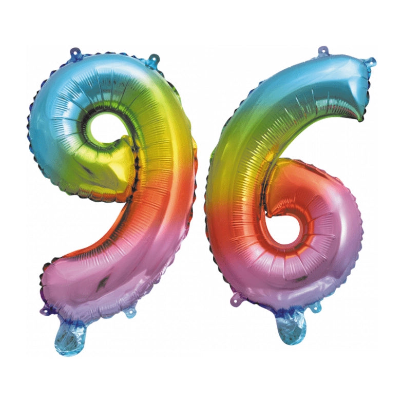 Folieballon 96 jaar Regenboog 86cm