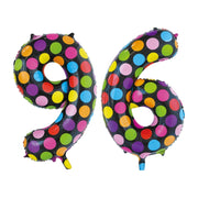 Folieballon 96 jaar stippen 86cm