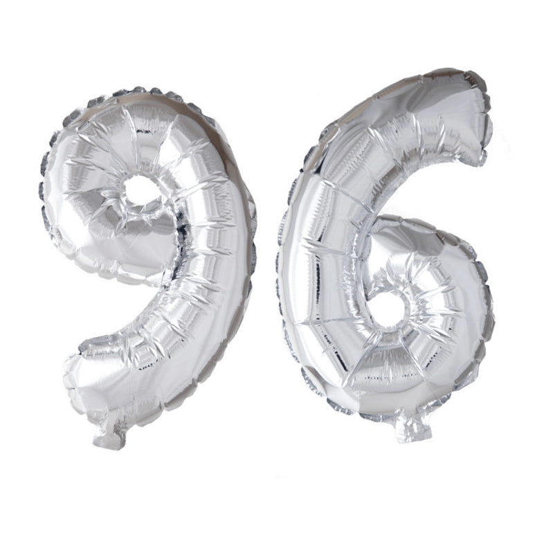 Folieballon 96 jaar zilver 86cm