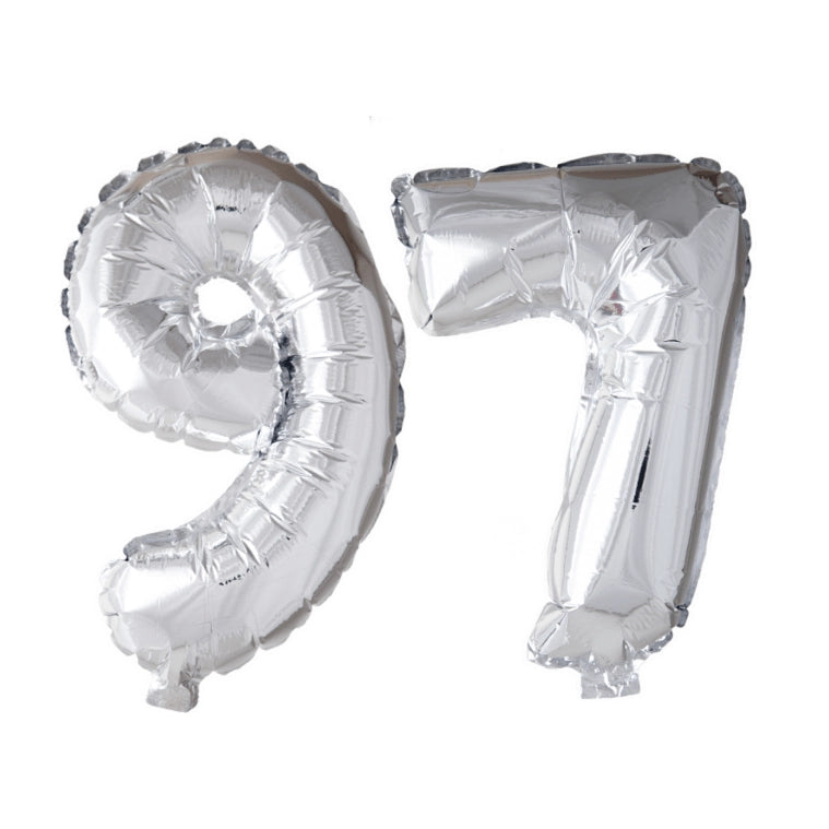Folieballon 97 jaar zilver 86cm
