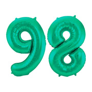 Folieballon 98 jaar metallic groen 86cm