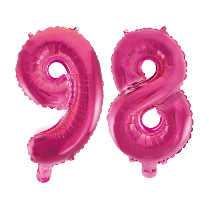 Folieballon 98 jaar roze 41cm