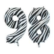 Folieballon 98 jaar zebra 86cm