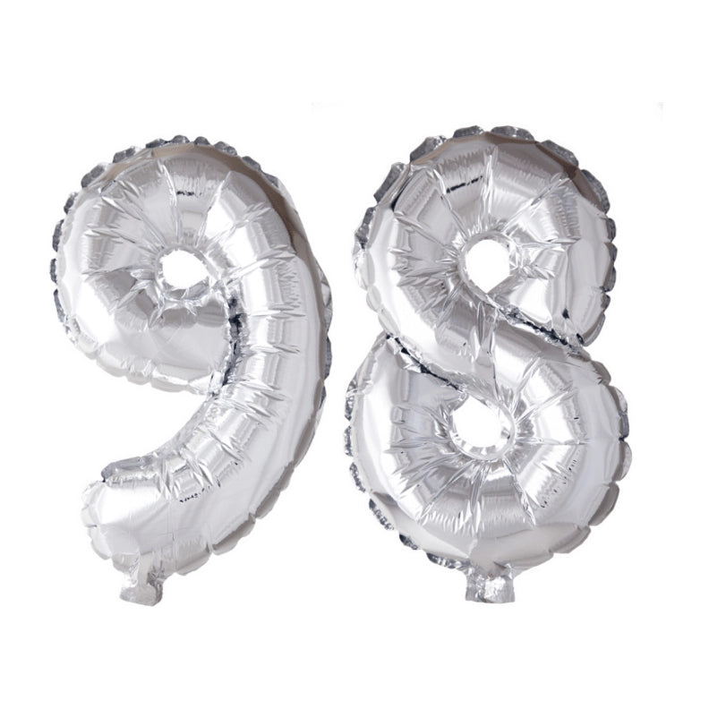 Folieballon 98 jaar zilver 41cm
