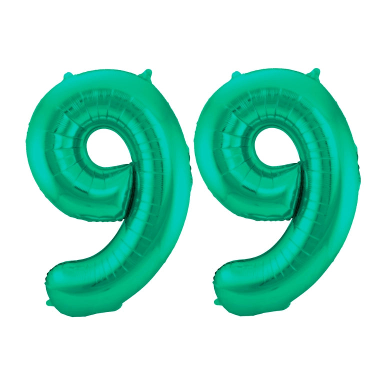 Folieballon 99 jaar metallic groen 86cm