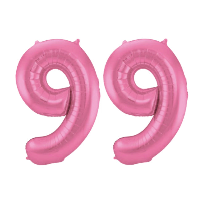 Folieballon 99 jaar metallic roze mat 86cm