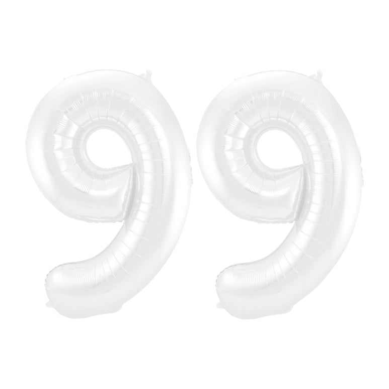 Folieballon 99 jaar metallic wit 86cm