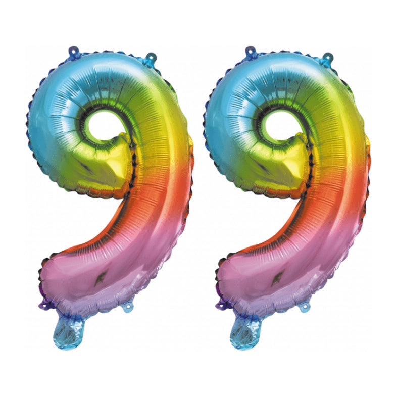 Folieballon 99 jaar Regenboog 41cm