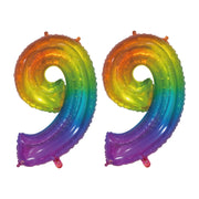 Folieballon 99 jaar Regenboog 76cm