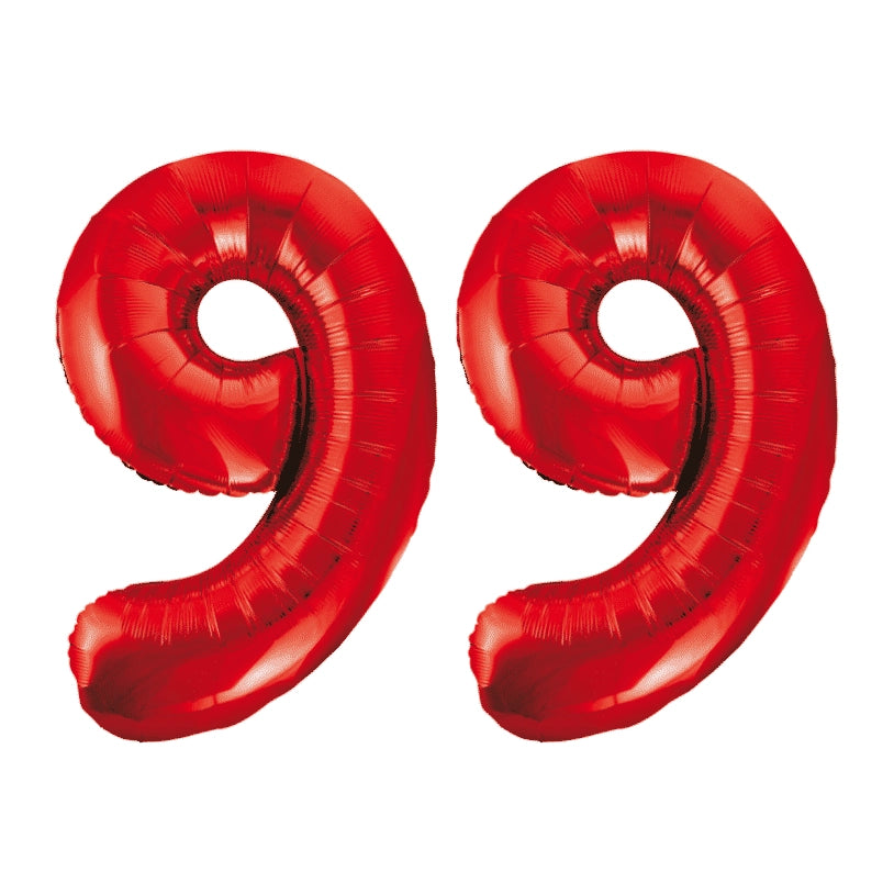 Folieballon 99 jaar rood 86cm