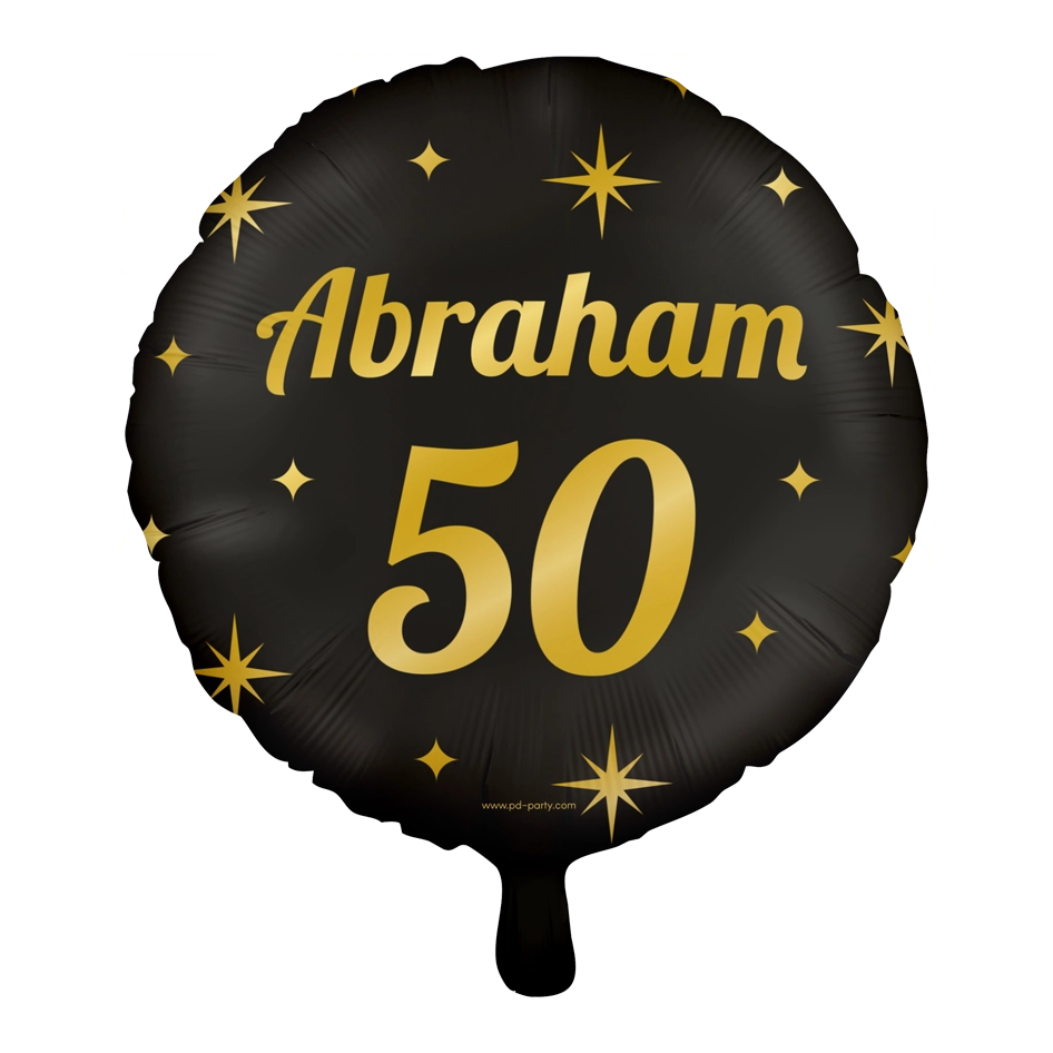 Folieballon Abraham 50 jaar - goud zwart  - 45cm
