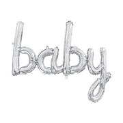 Folieballon BABY - 1 woord - Zilver - 119cm