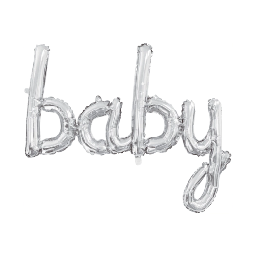 Folieballon BABY - 1 woord - Zilver - 119cm