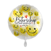 Folieballon Beterschap Smiley 45cm