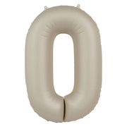 Folieballon Cijfer 0 - Creamy Latte Mat- 86 cm