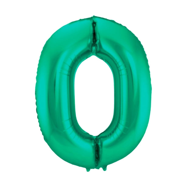 Folieballon cijfer 0 metallic groen 86cm