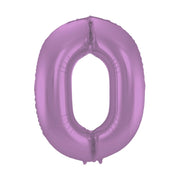 Folieballon cijfer 0 metallic paars 86cm