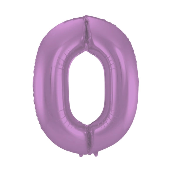 Folieballon cijfer 0 metallic paars 86cm