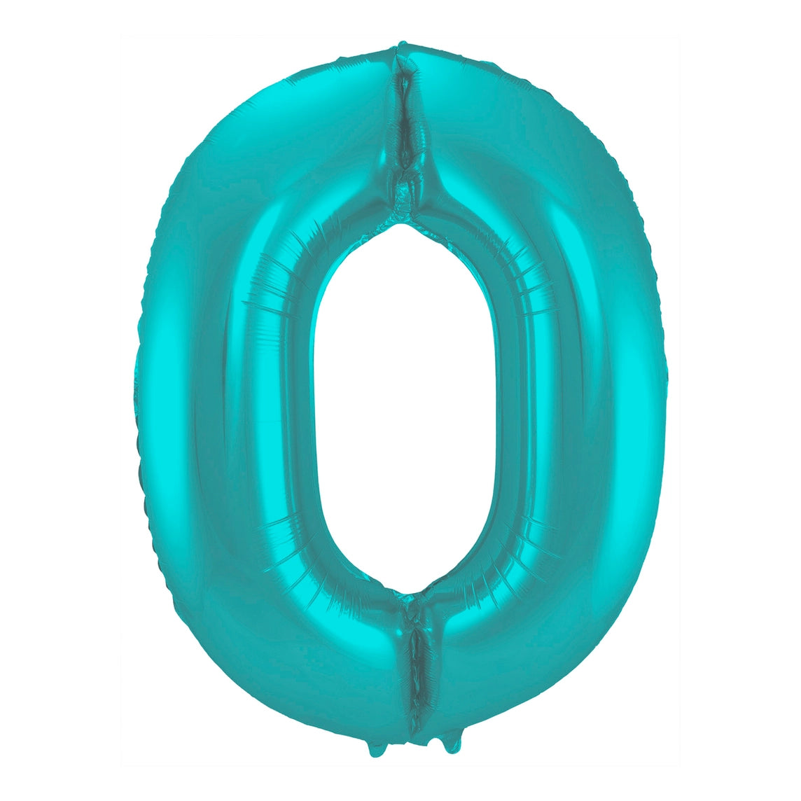 Folieballon cijfer 0 metallic pastel aqua mat 86cm