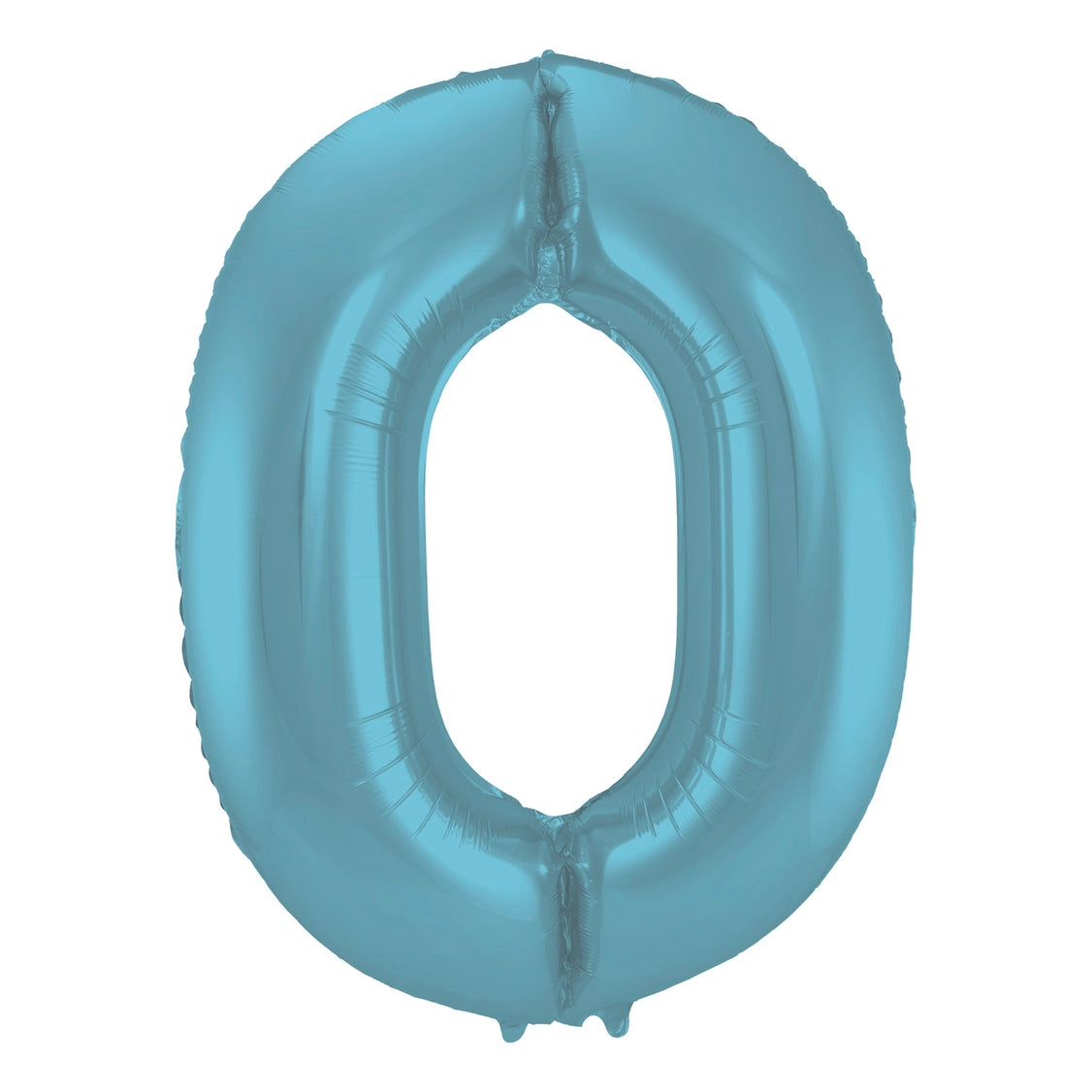 Folieballon cijfer 0 metallic pastel blauw mat 86cm