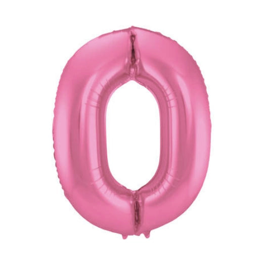 Folieballon cijfer 0 metallic roze mat 86cm