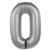 Folieballon Cijfer 0 - Moonlight Silver - 86 cm