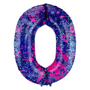 Folieballon Cijfer 0 Paint Splash - 86 cm