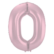 Folieballon Cijfer 0 Pastel Roze Metallic Mat - 86 cm