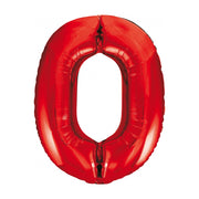 Folieballon cijfer 0 rood 86cm
