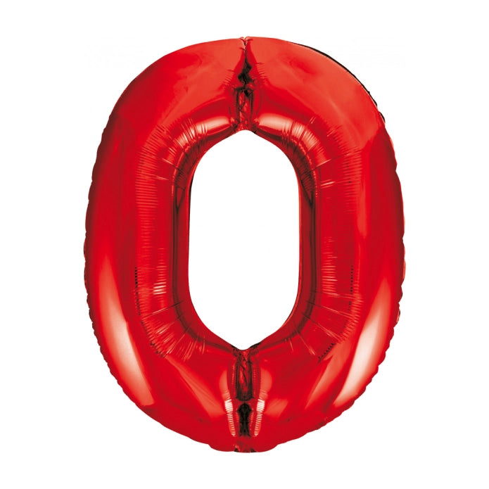 Folieballon cijfer 0 rood 86cm