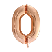 Folieballon cijfer 0 Rose Goud 66cm
