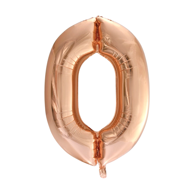 Folieballon cijfer 0 Rose Goud 66cm