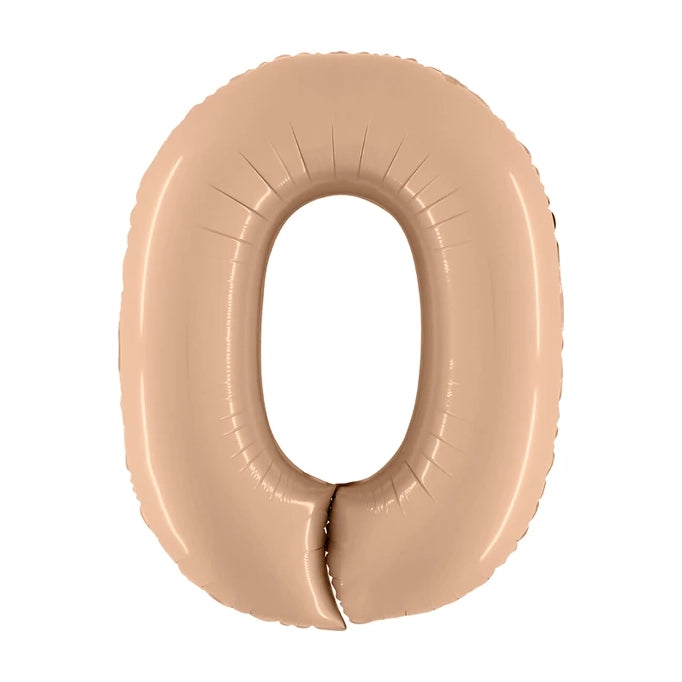 Folieballon Cijfer 0 Satin nude - 102 cm