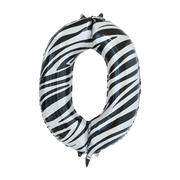 Folieballon cijfer 0 zebra 86cm