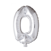 Folieballon cijfer 0 zilver 41cm