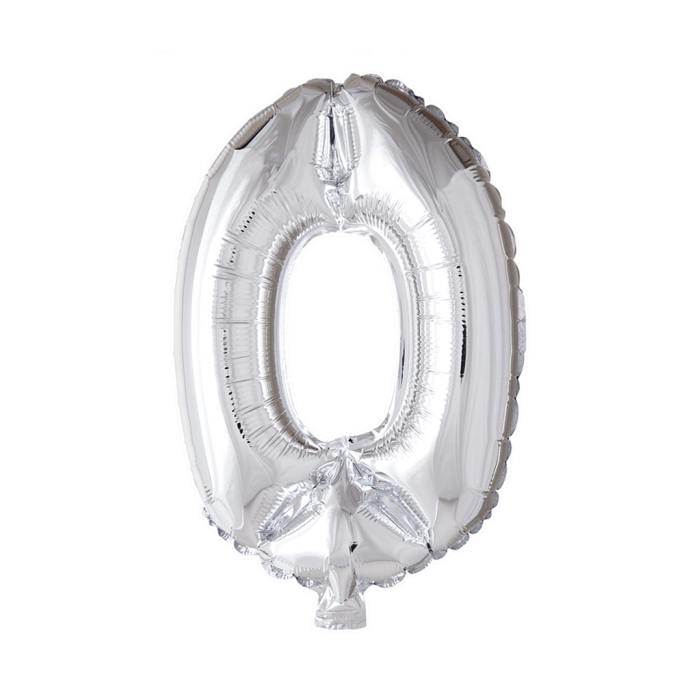 Folieballon cijfer 0 zilver 41cm