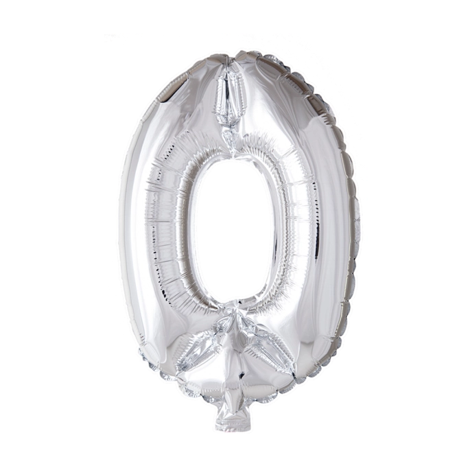 Folieballon cijfer 0 Zilver 66cm