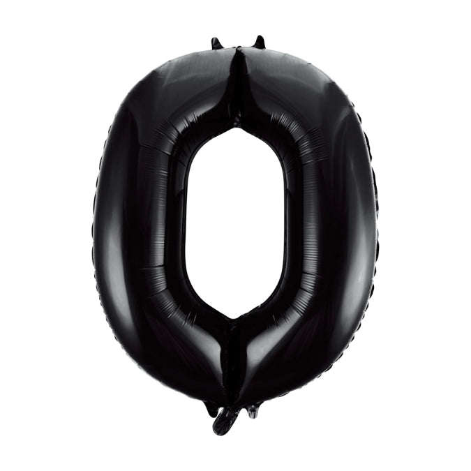 Folieballon cijfer 0 zwart 86cm