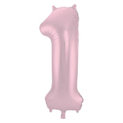 Folieballon Cijfer 1 Pastel Roze Metallic Mat - 86 cm