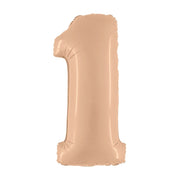 Folieballon Cijfer 1 Satin nude - 102 cm