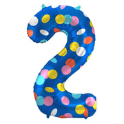 Folieballon Cijfer 2 Colorful Dots - 86 cm