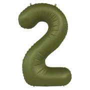 Folieballon Cijfer 2 - Olijf Groen Mat- 86 cm