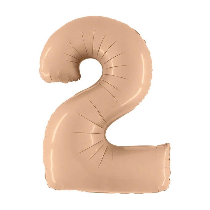 Folieballon Cijfer 2 Satin nude - 102 cm