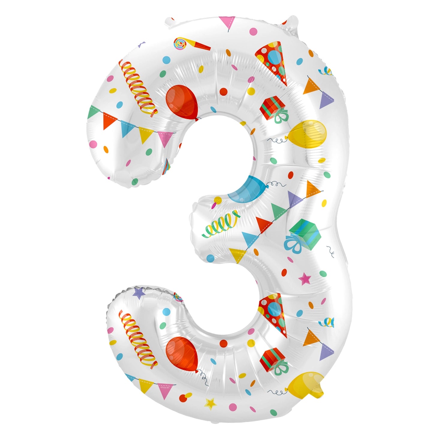 Folieballon Cijfer 3 Joyful Party - 86 cm