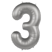 Folieballon Cijfer 3 - Moonlight Silver - 86 cm