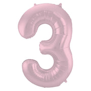 Folieballon Cijfer 3 Pastel Roze Metallic Mat - 86 cm