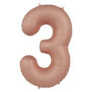 Folieballon Cijfer 3 - Rose Goud Mat - 86 cm